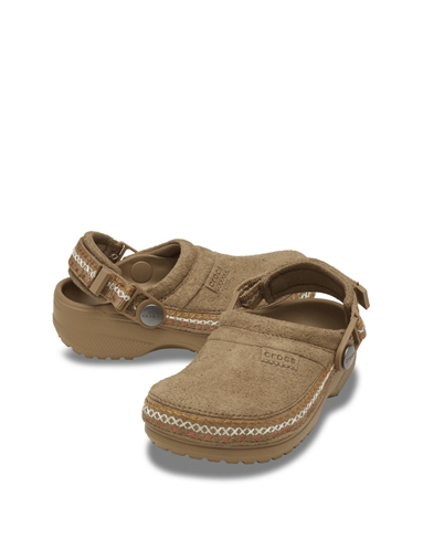 Crocs Kids - Vegan Suede Stitch Clogs - Sephia